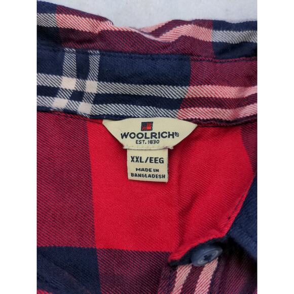 Woolrich Red Plaid Button Down Long Sleeve Shirt 100% Rayon Size XXL 2XL - Picture 7 of 11